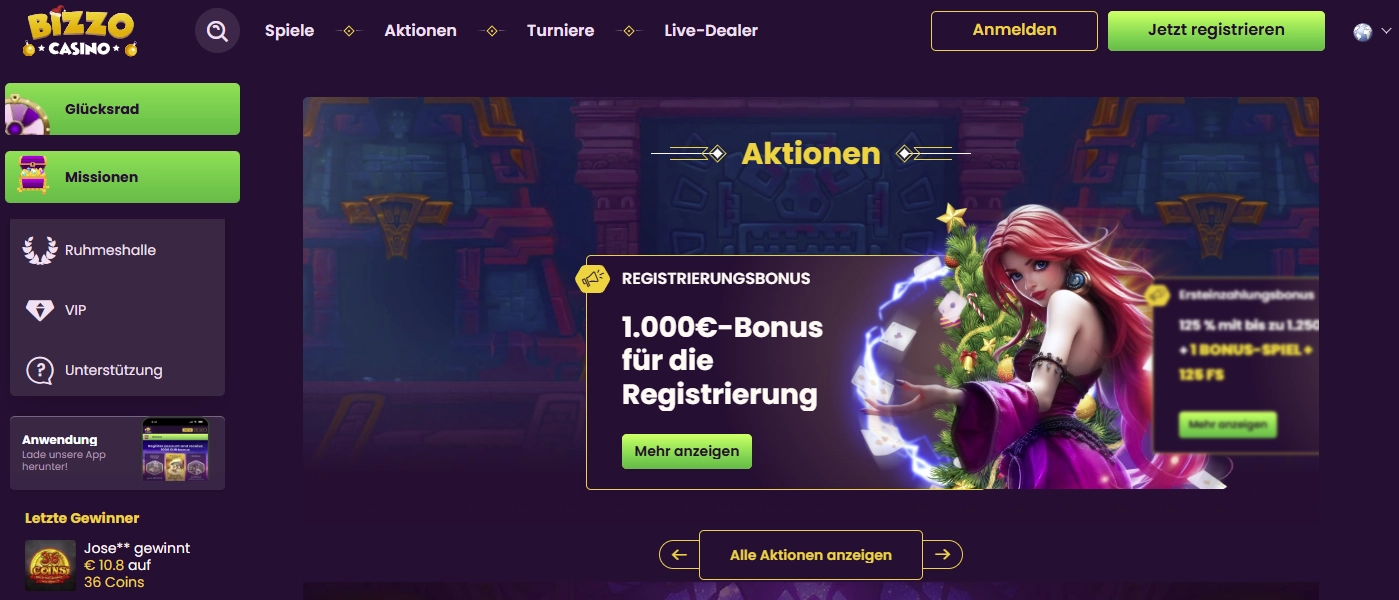 Bonusübersicht Bizzo Casino